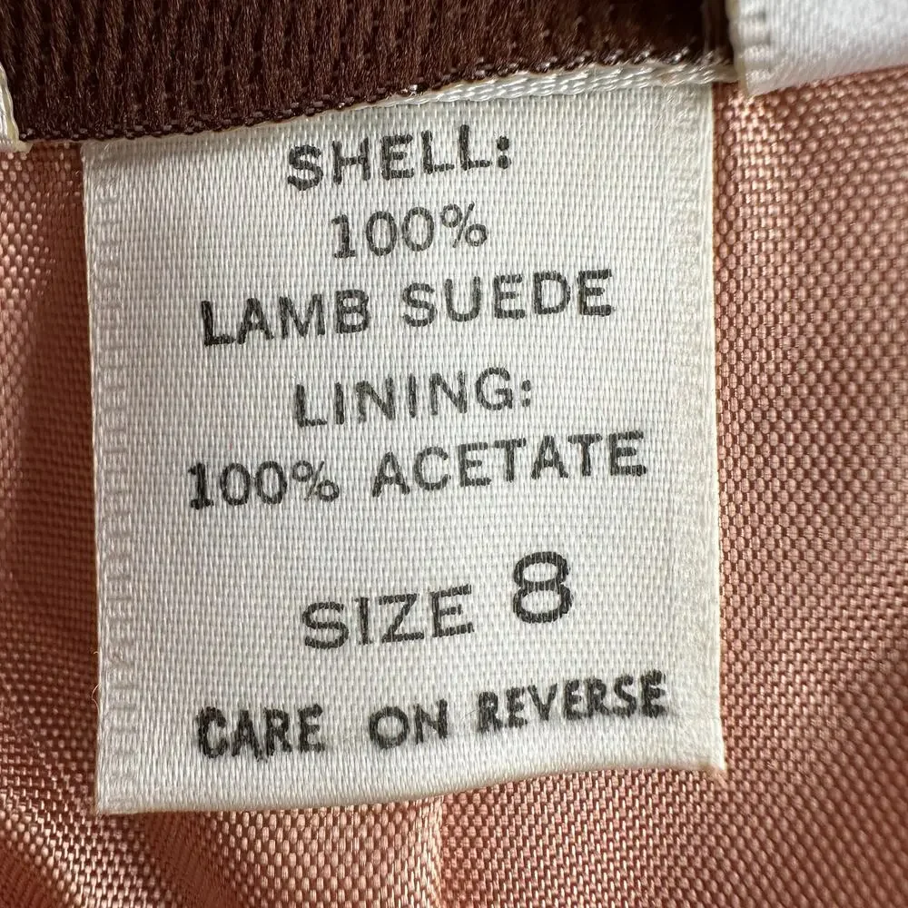 Saks Fifth Avenue VTG Lamb‎ Suede Pleated Straight Leg Peach Trouser Pants 6 8